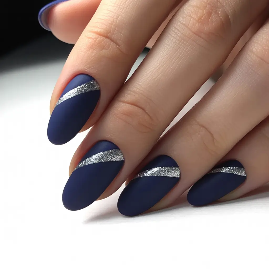 blue christmas nails winter Silver Lining