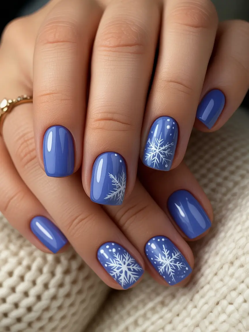 blue christmas nails winter Snowflake Charm