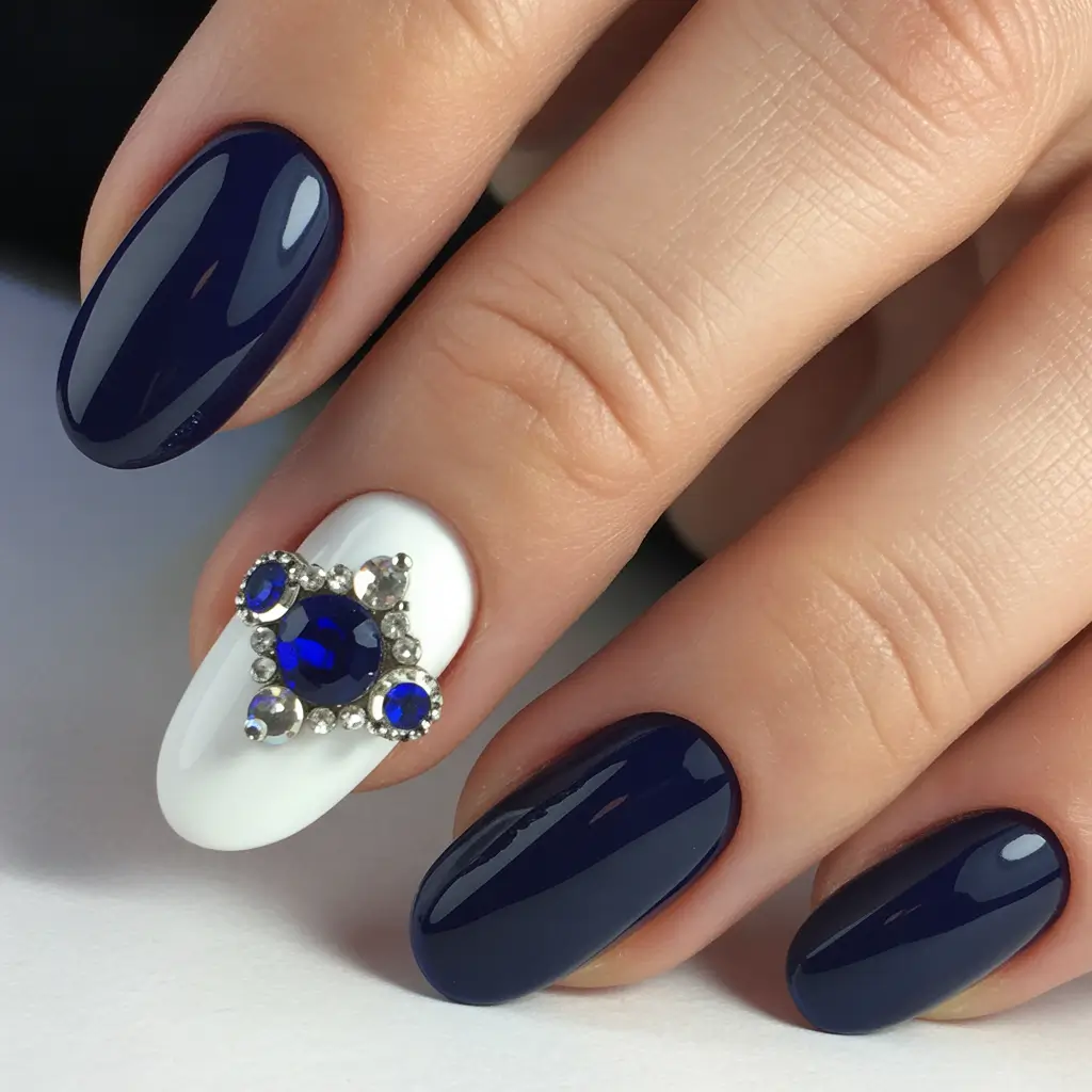 blue christmas nails winter Royal Gem
