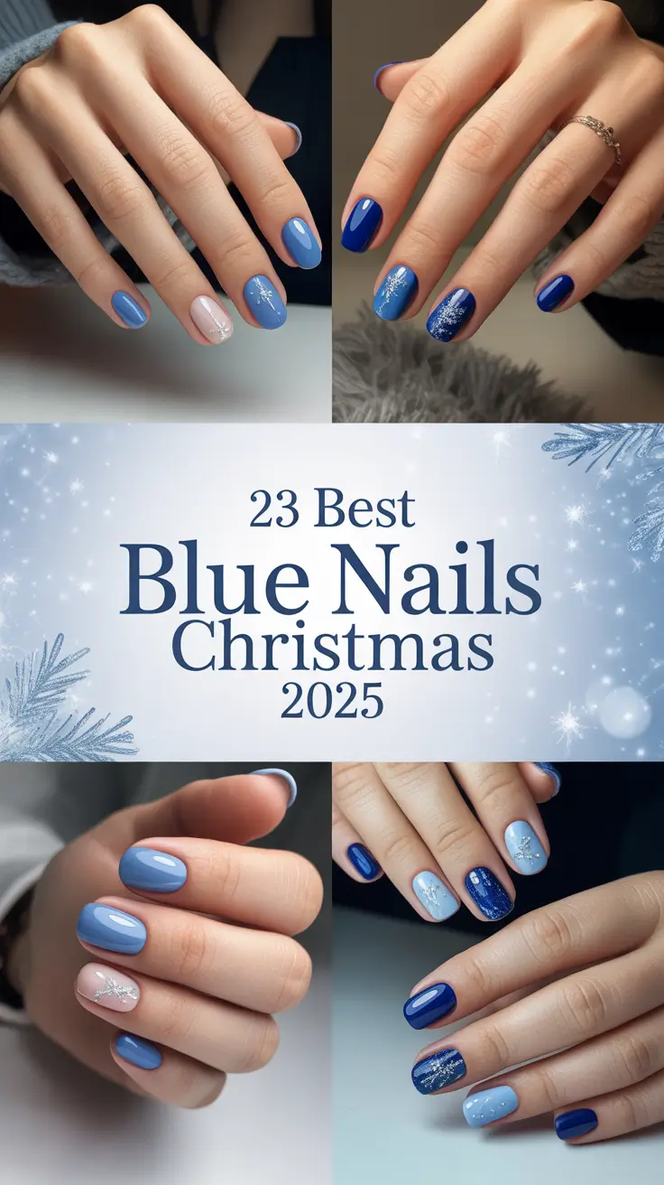 Best Blue Nails Christmas 2025: Sparkly Winter Nail Designs & Icy Holiday Inspo
