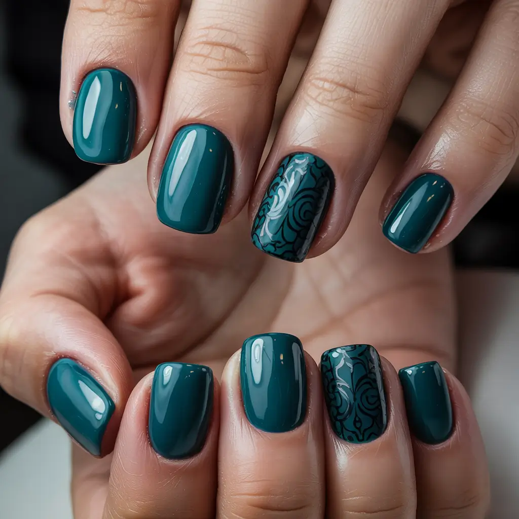 best winter nail colors 2025 Emerald Noir Chic