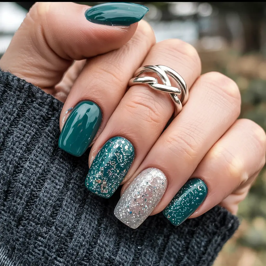 best winter nail colors 2025 Evergreen Shimmer