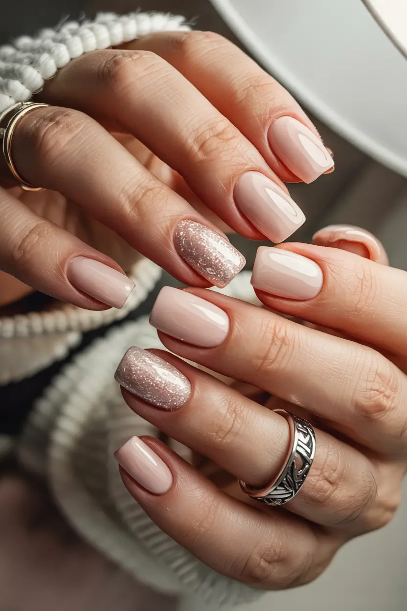 best winter nail colors 2025 Champagne Glow Minimalism