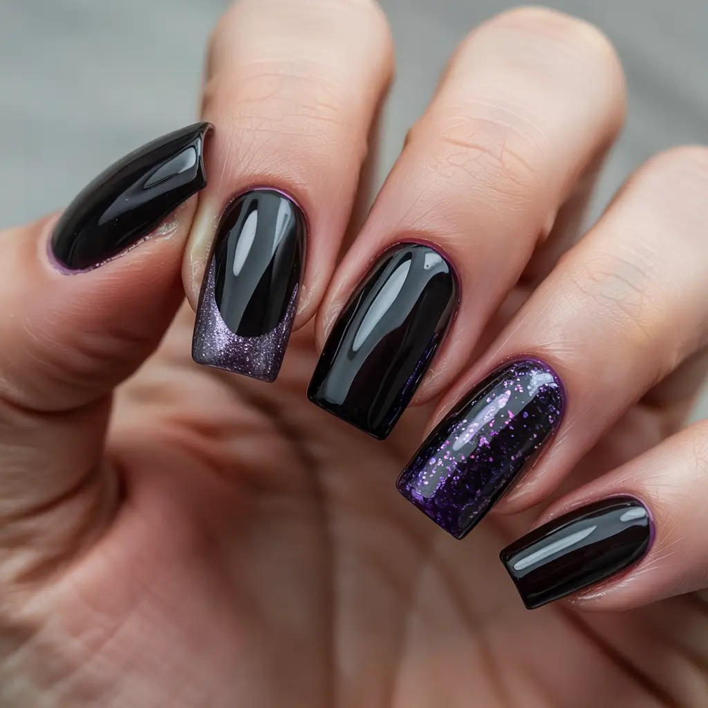 best winter nail colors 2025 midnight violet ombre