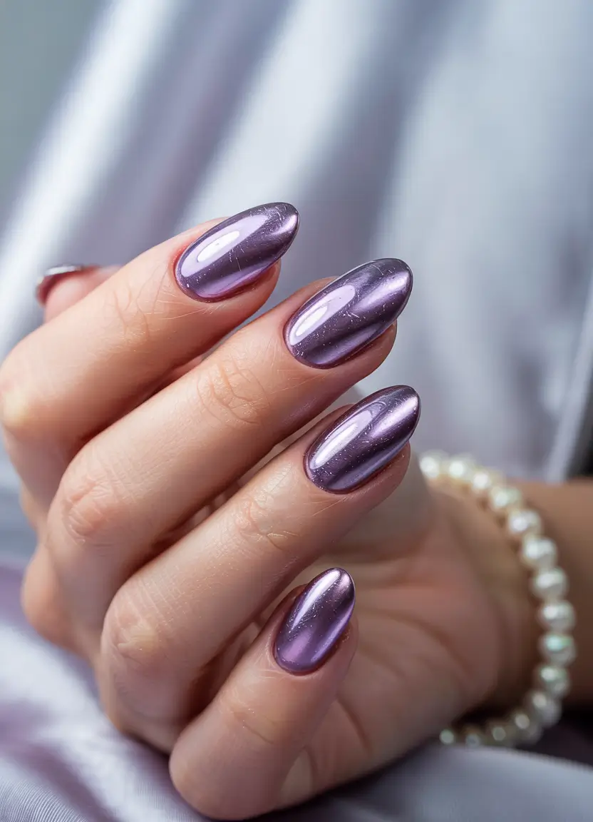 best winter nail colors 2025 Metallic Violet Dream