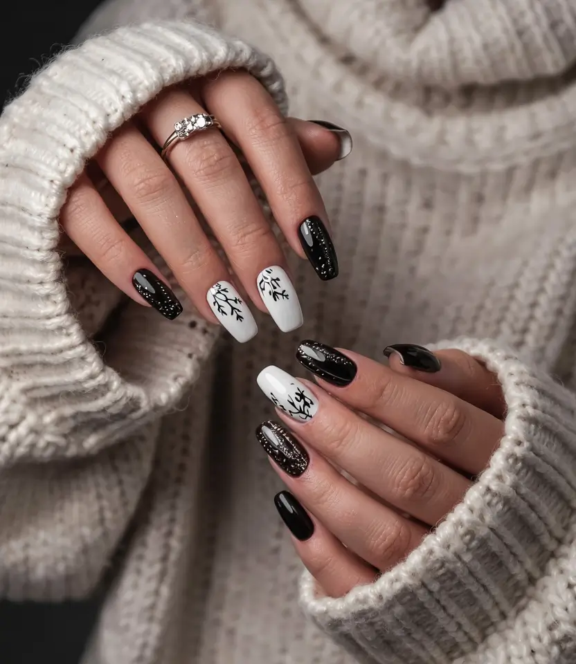 black christmas nails designs Frosted Forest Magic