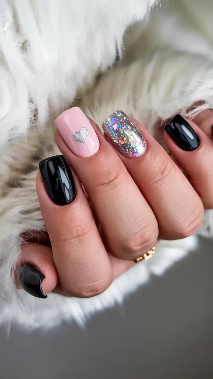 black christmas nails winter Heart of Winter Romance