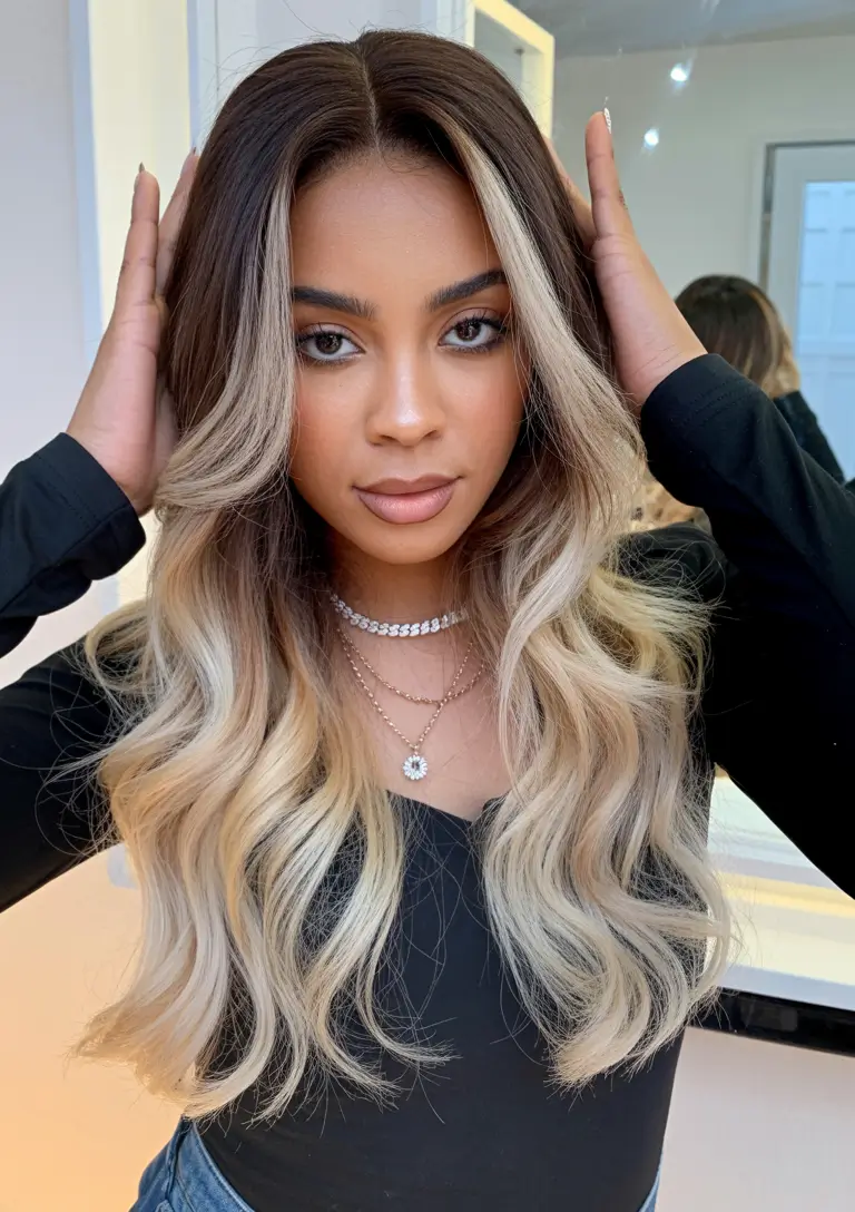 hair colors for black women wigs Face-Framing Blonde Ribbons