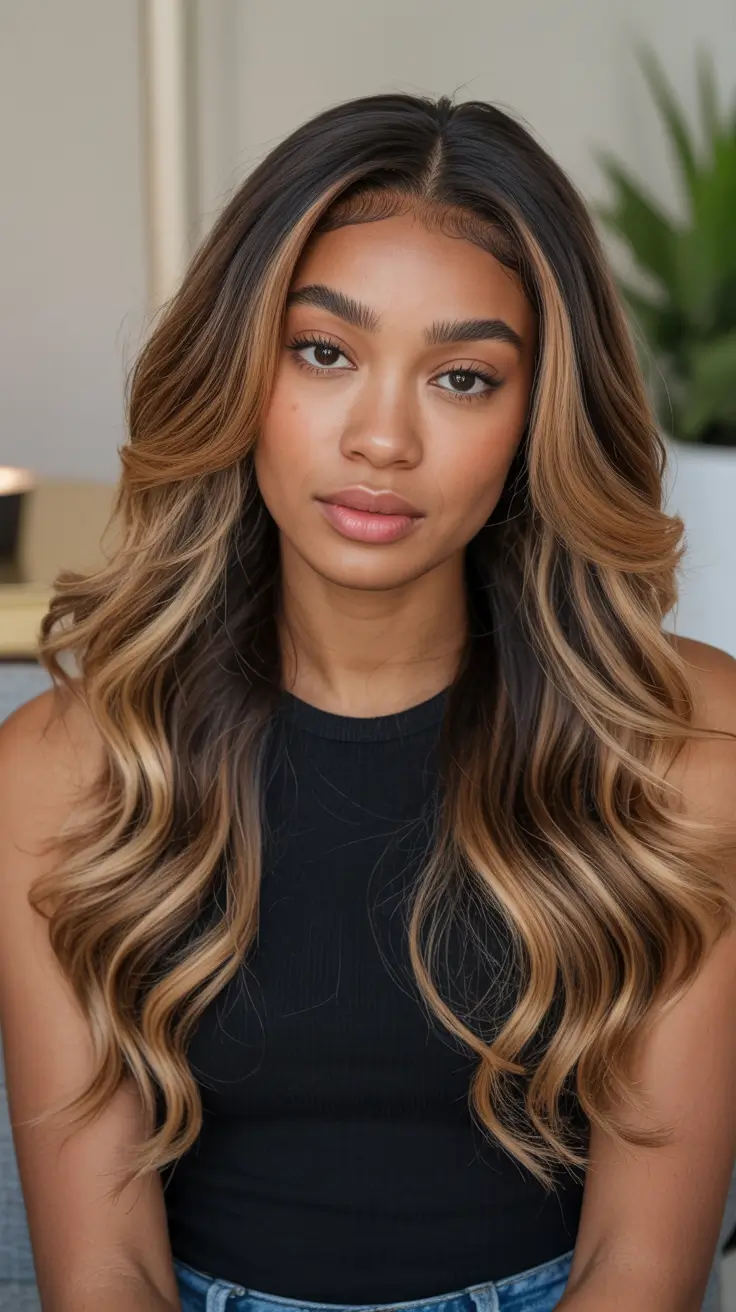 hair colors for black women dark skin Golden Honey Waves