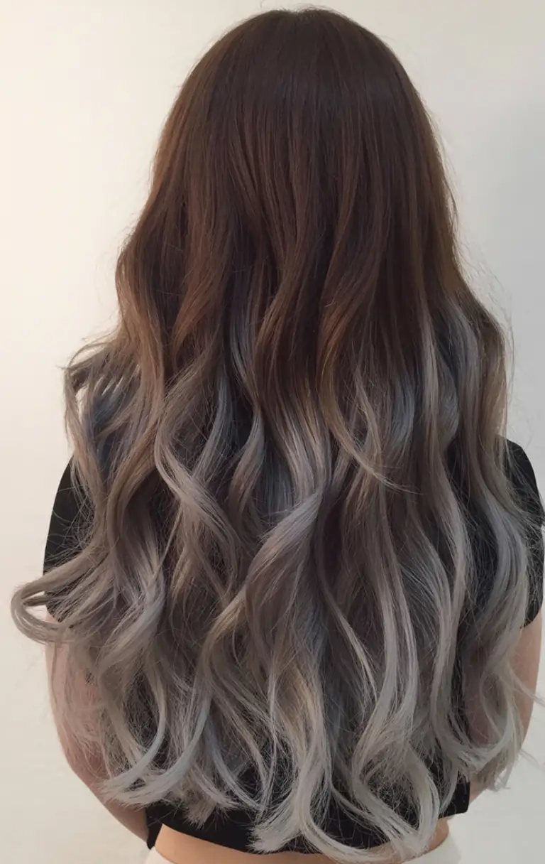 Brown Hair Color Ideas Winter 2025-2026 Frosted Ombre Waves