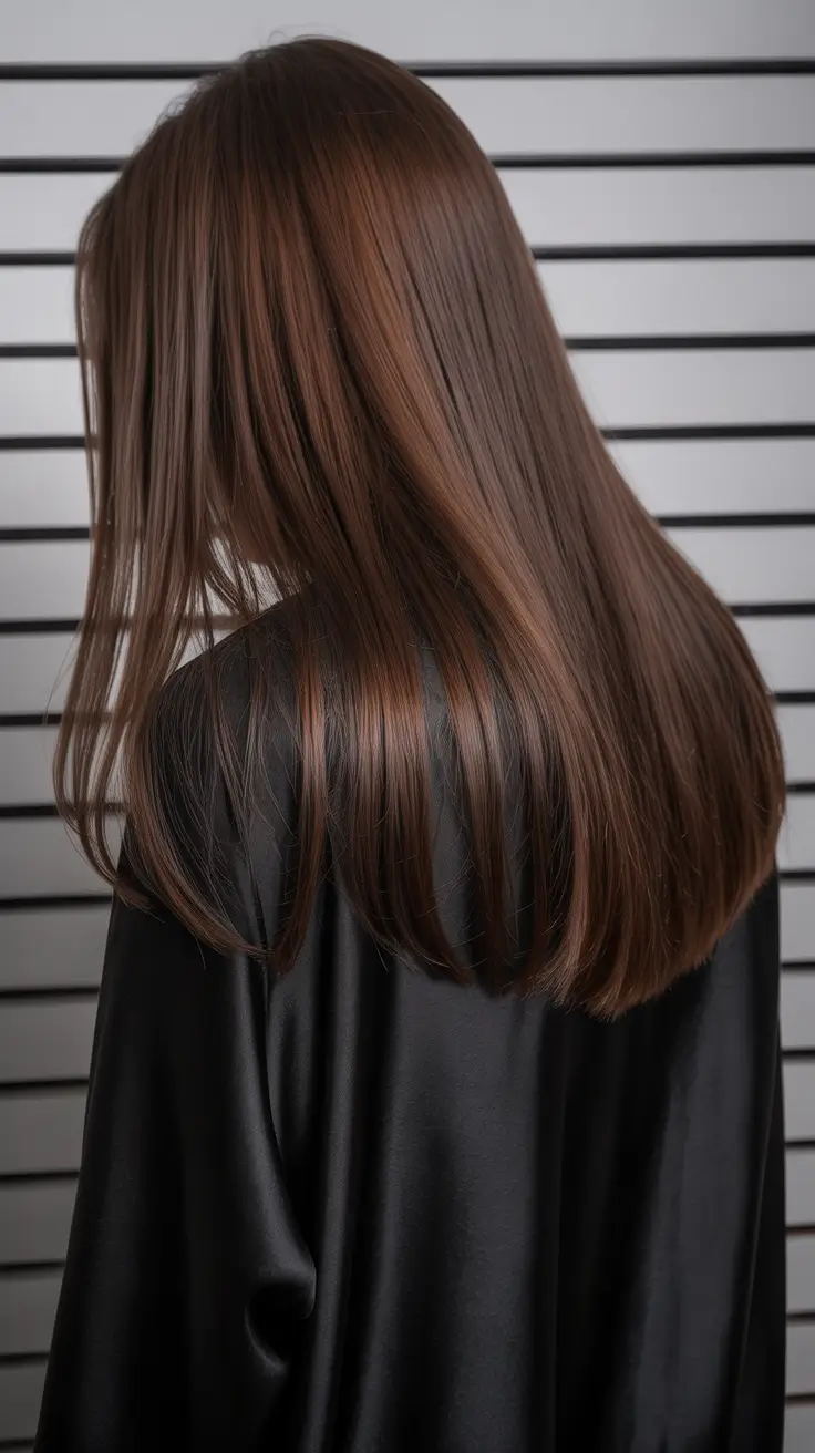 Brunette Hair Color Ideas Winter 2025-2026 Sleek Chestnut Straight
