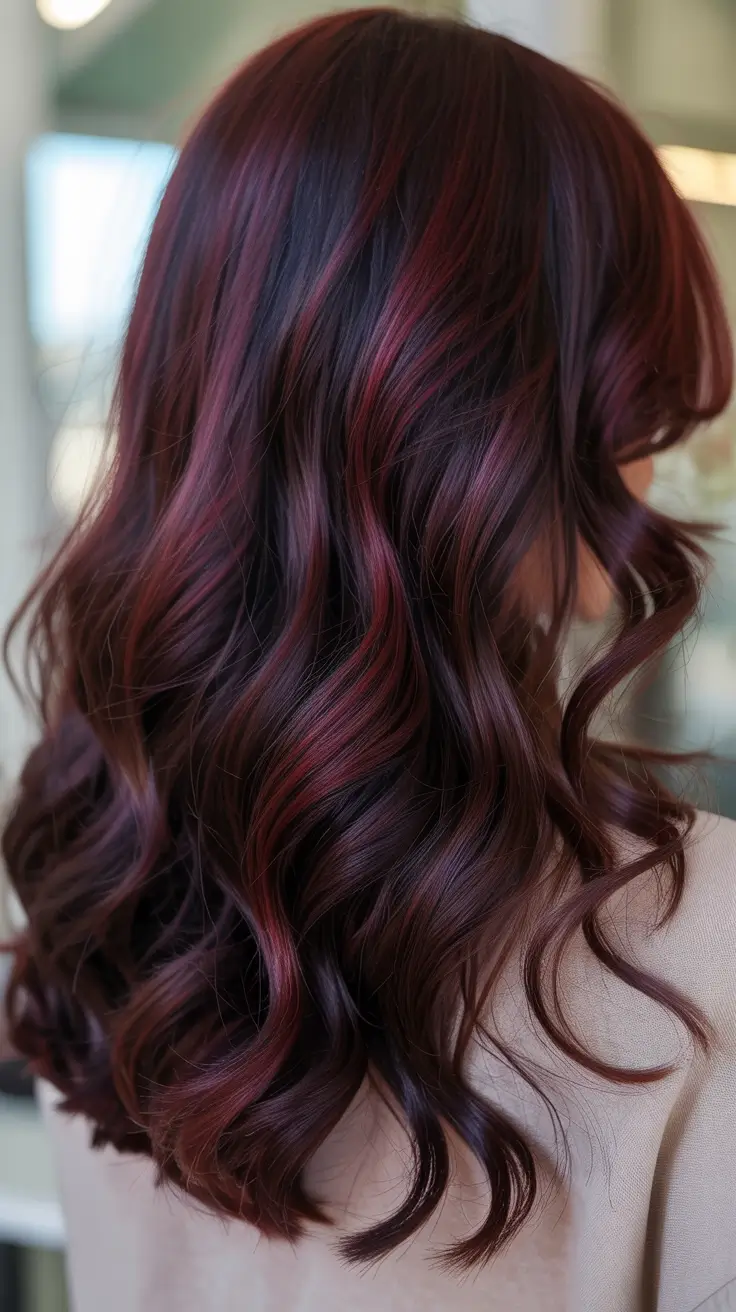 Brunette Hair Color Ideas Winter 2025-2026 Deep Red Velvet