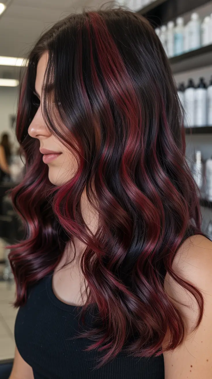Brunette Hair Color Ideas Winter 2025-2026 Berry-Toned Balayage