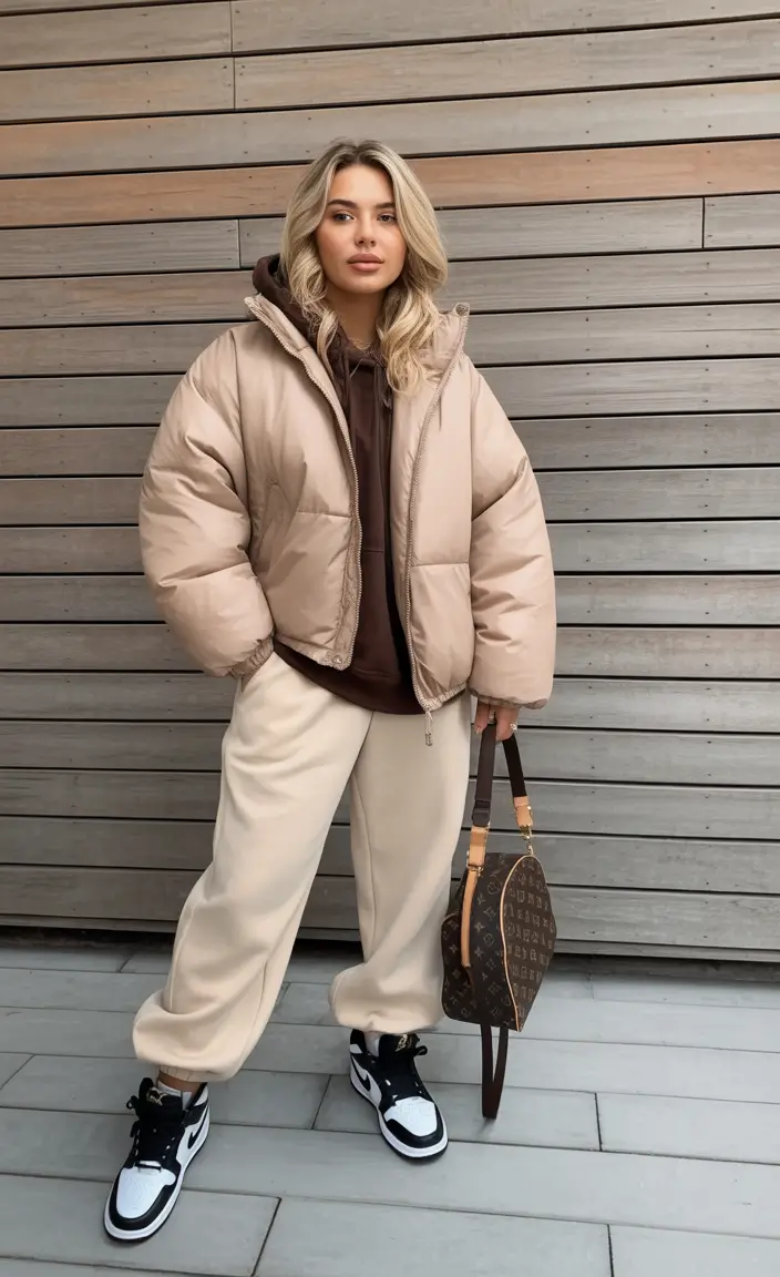 casual outfits for women 2026 Layered Warmth in Soft Beige and Chocolate