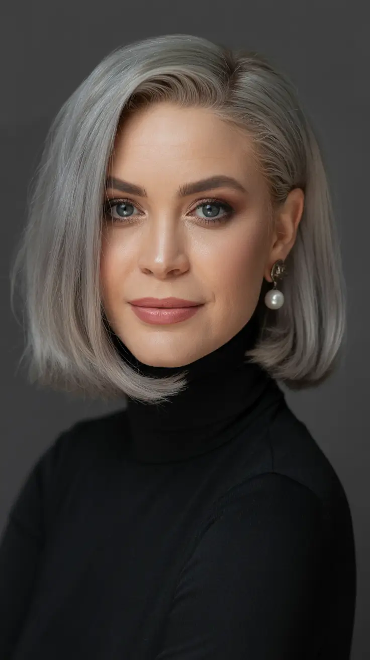 blonde hair colors for deep winter Cool-Toned Icy Silver Bob