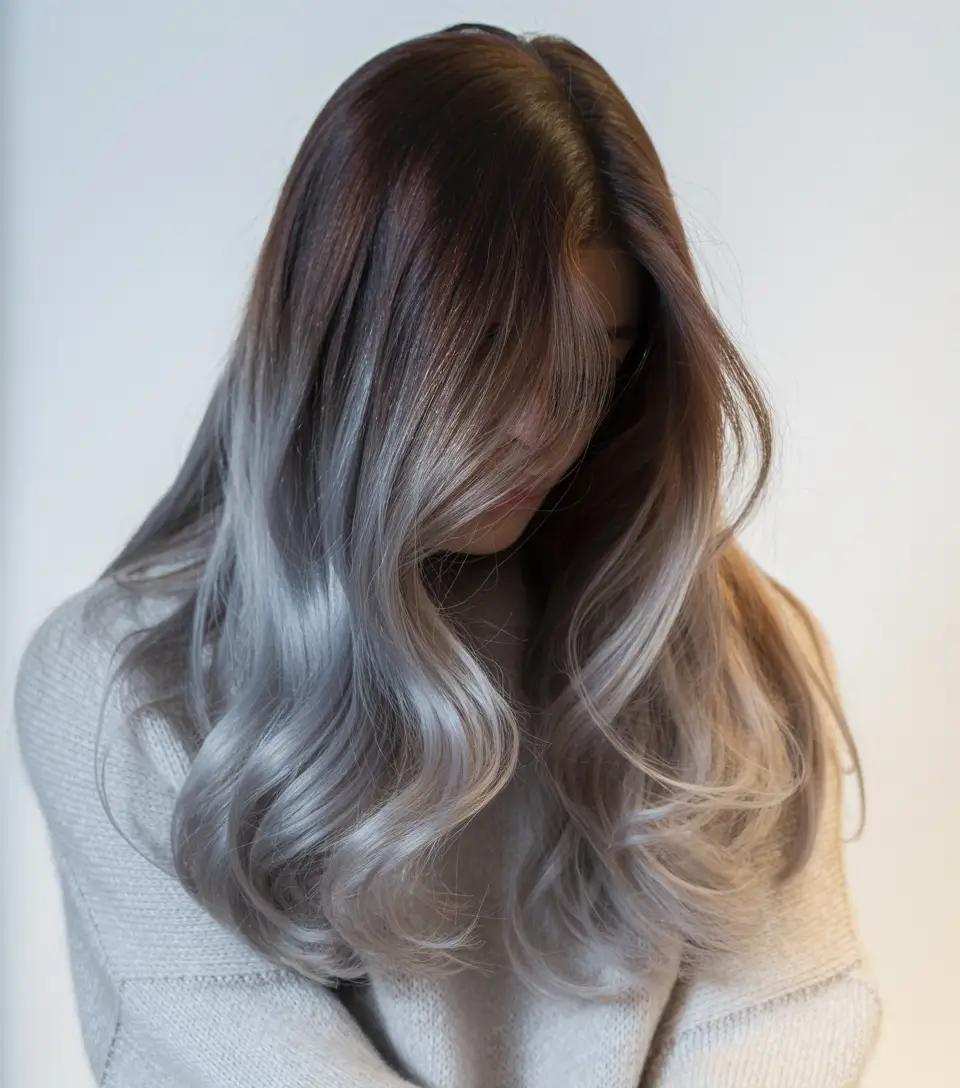deep winter hair colors blonde Frosted Silver Ombre