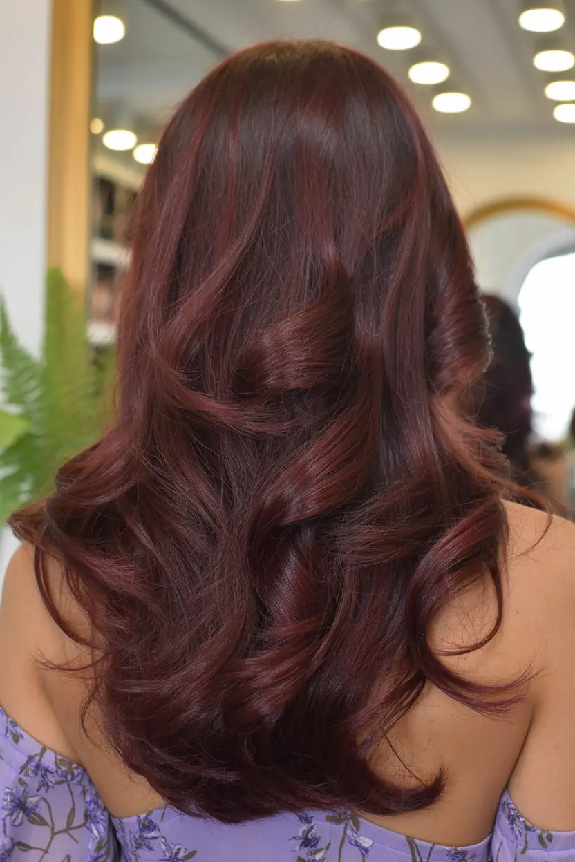 hair colors for a deep winter Velvety Mahogany Red Layers