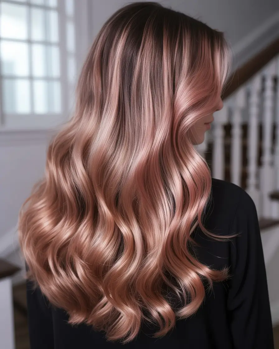 light hair colors for deep winter Metallic Rose Gold Glamour