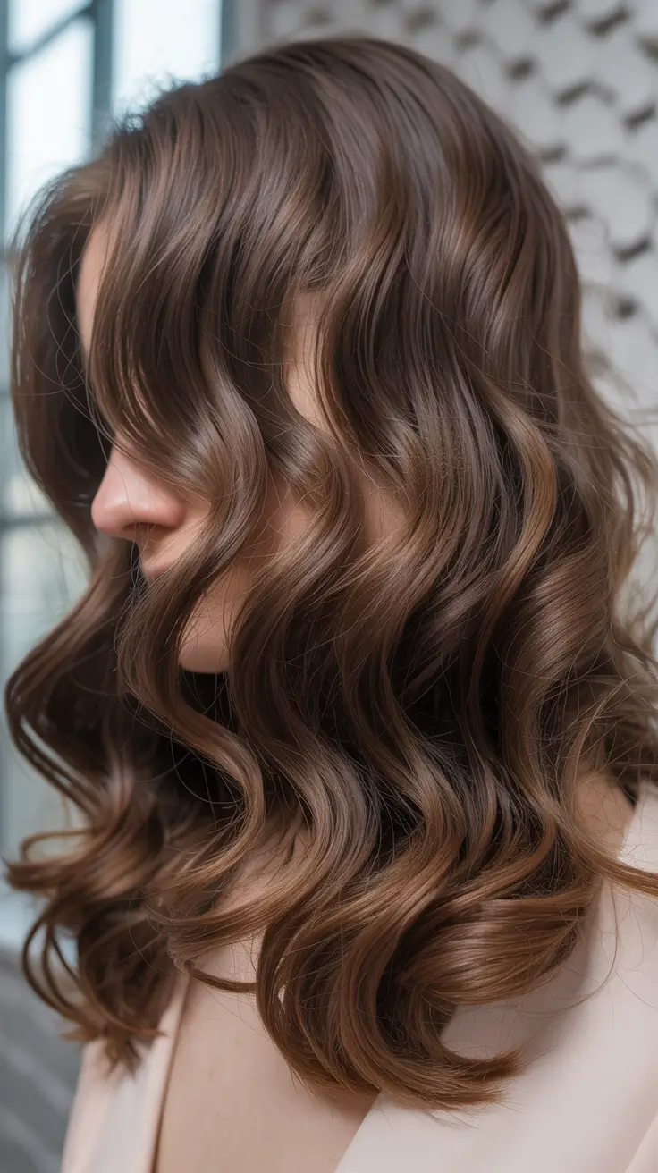 deep winter palette hair colors Glossy Caramel-Tinted Brunette