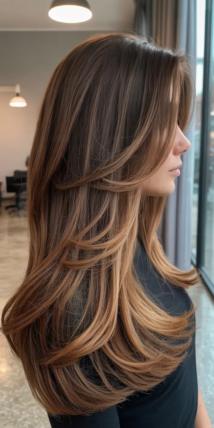 winter hair colors 2025 Dimensional Brunette Layers