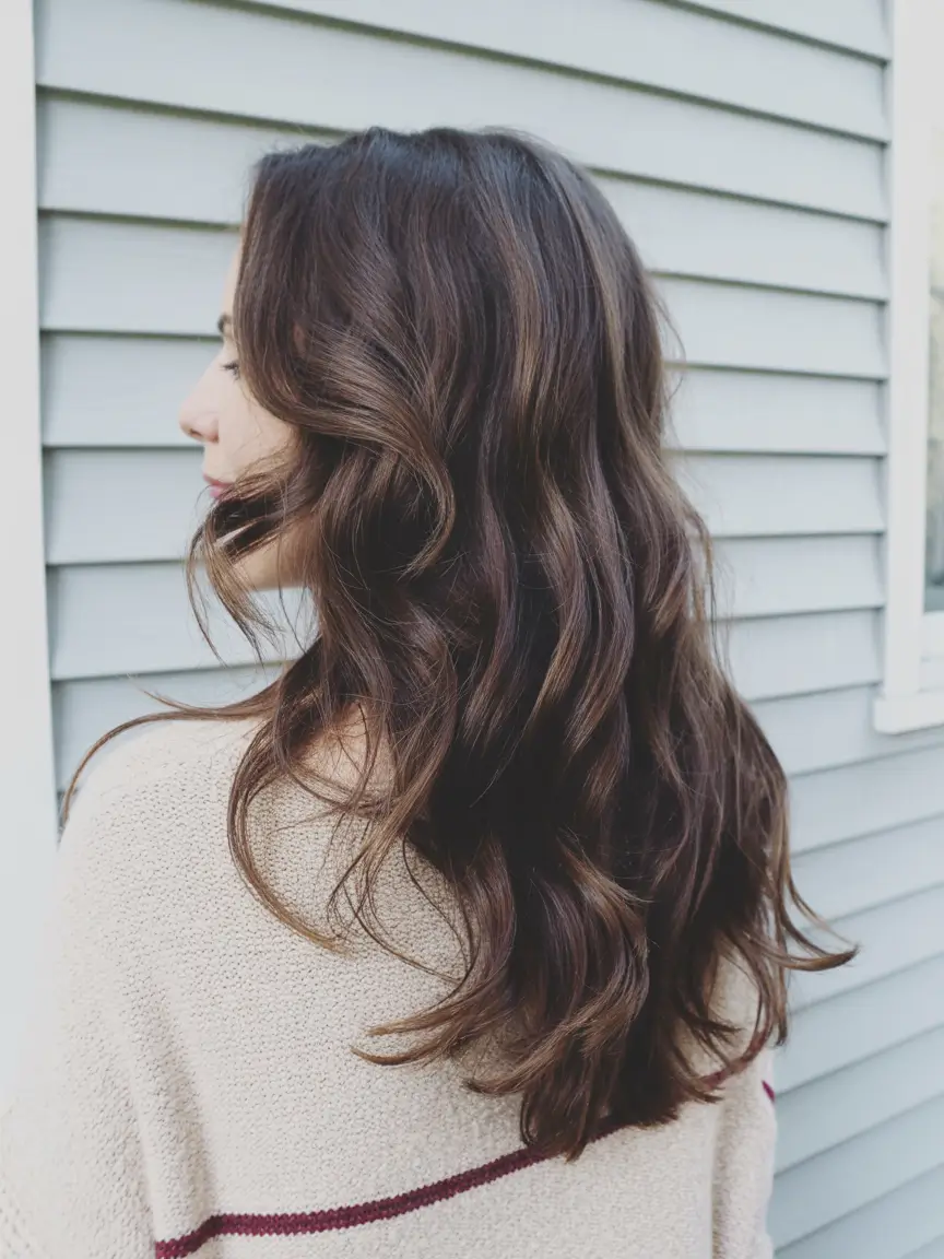 winter hair colors 2025 Chocolate Brown Soft Waves