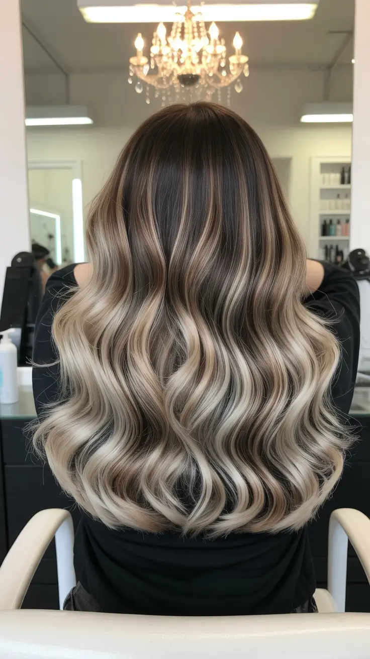winter hair colors 2025 High-Contrast Ash Blonde Balayage