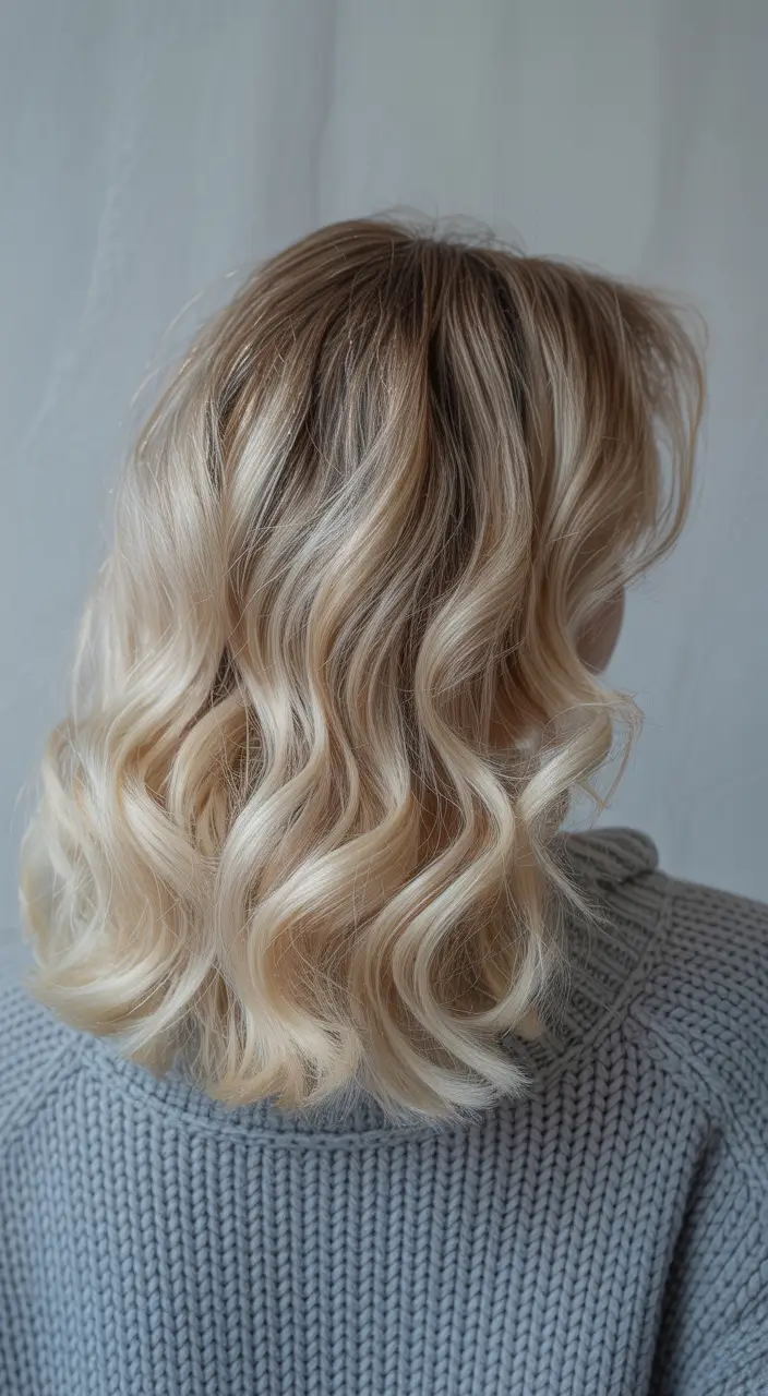 winter hair colors Buttery Blonde Waves with Cozy Charm