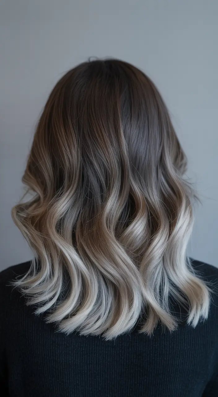 winter hair colors Cool-Toned Ombre Lob