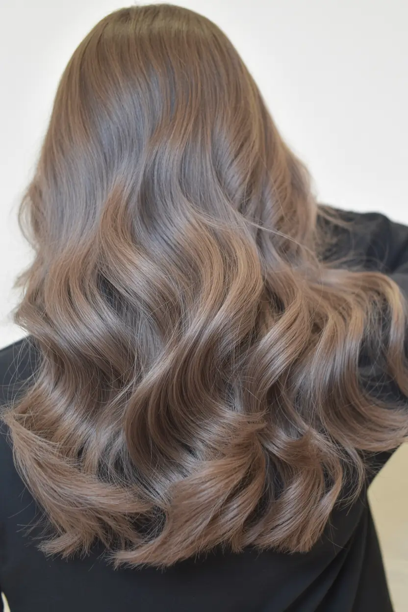winter hair colors Chestnut Brown Glossy Waves