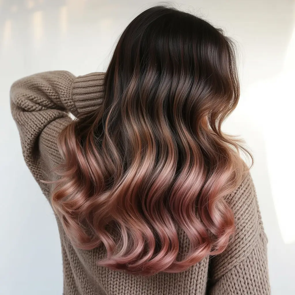 winter hair colors 2025 Rose Brown Waves