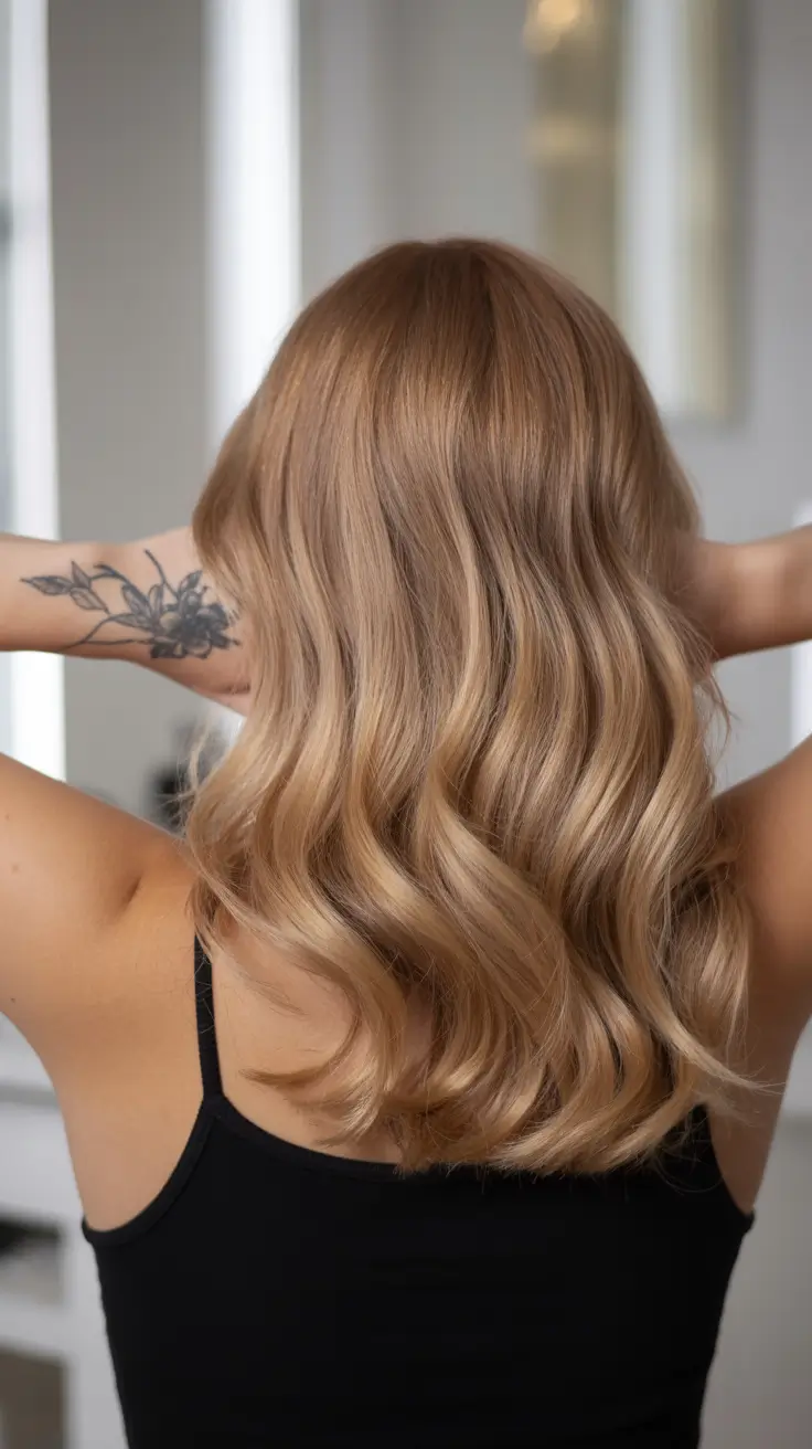 winter hair colors 2025 Golden Honey Waves