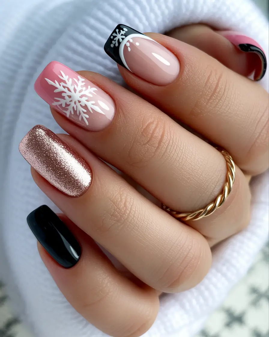 Christmas Acrylic Nails 2025 Frosted Contrast Charm