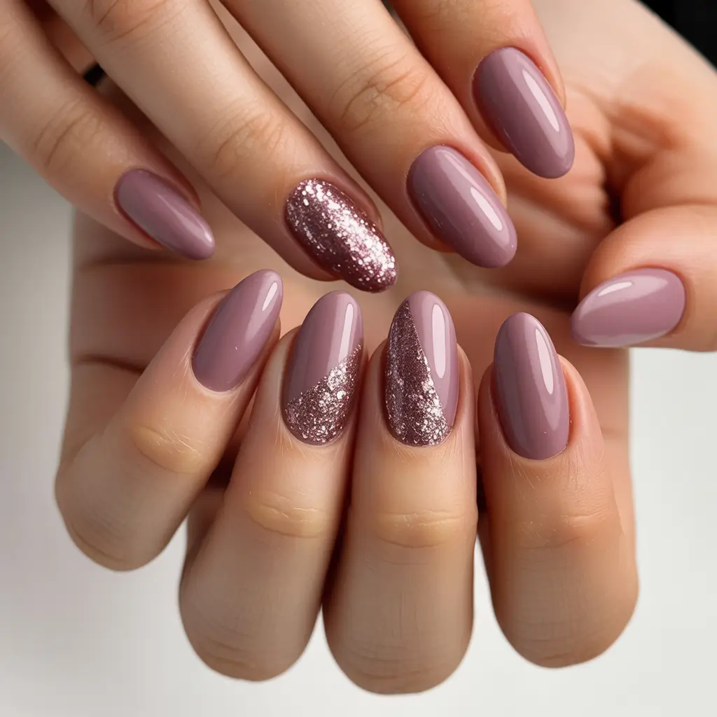 Christmas Acrylic Nails 2025 Muted Mauve Elegance