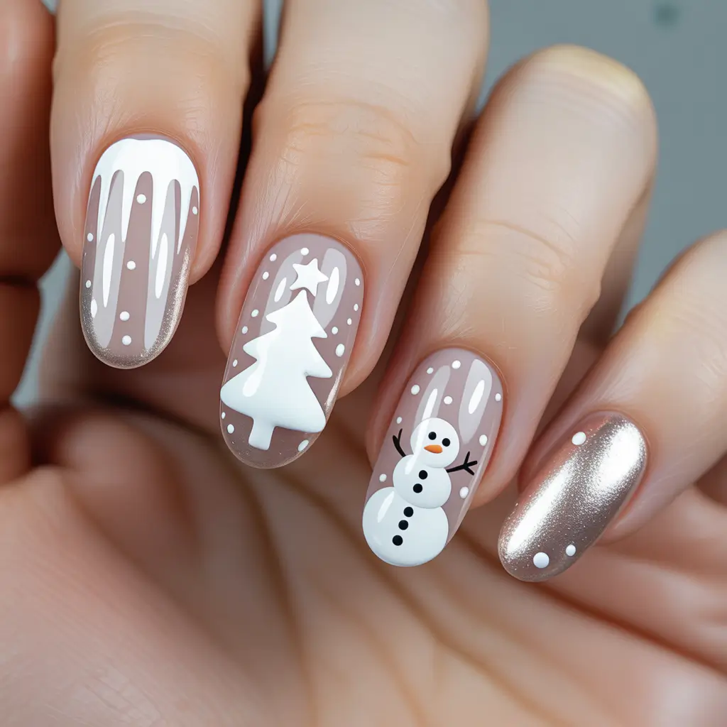 Christmas Acrylic Nails 2025 Frosty Wonderland