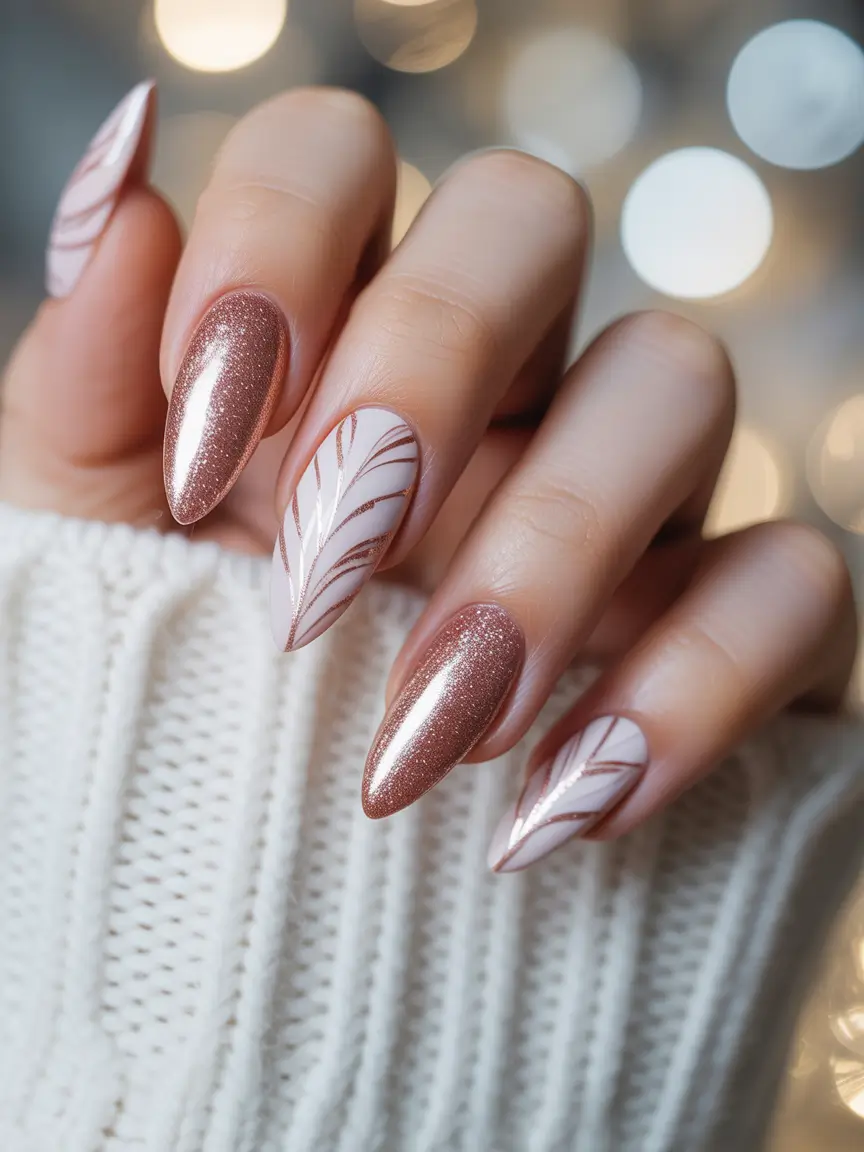 Christmas Acrylic Nails 2025 Rosy Frost Whispers