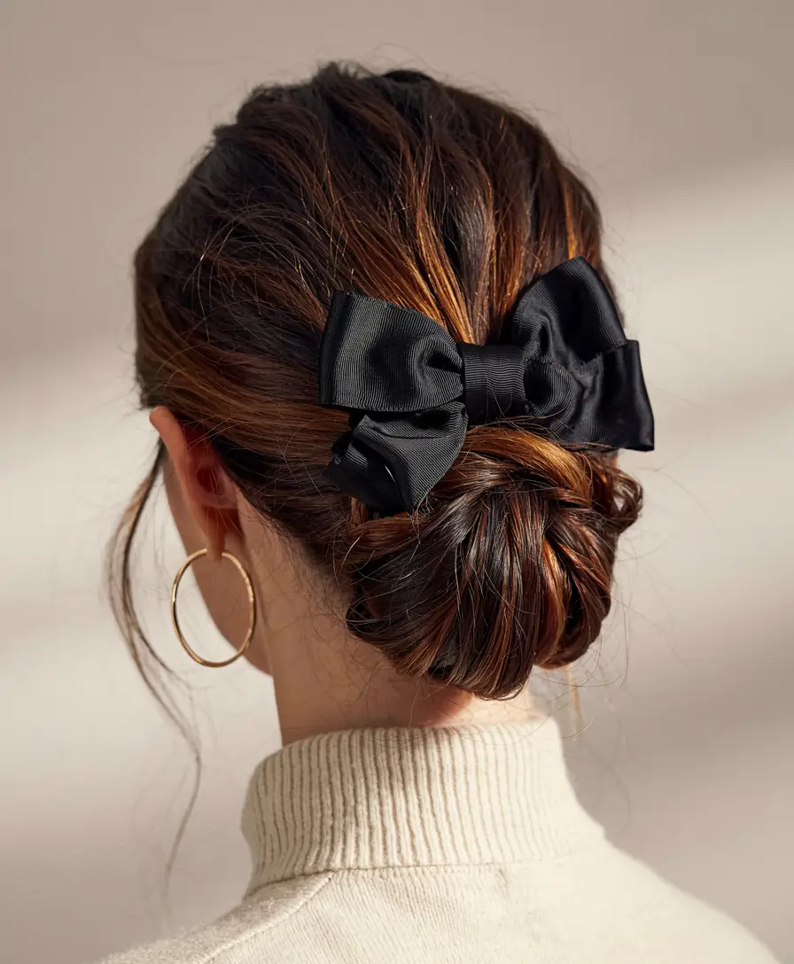 christmas hairstyles short hair Classic Noir Bun