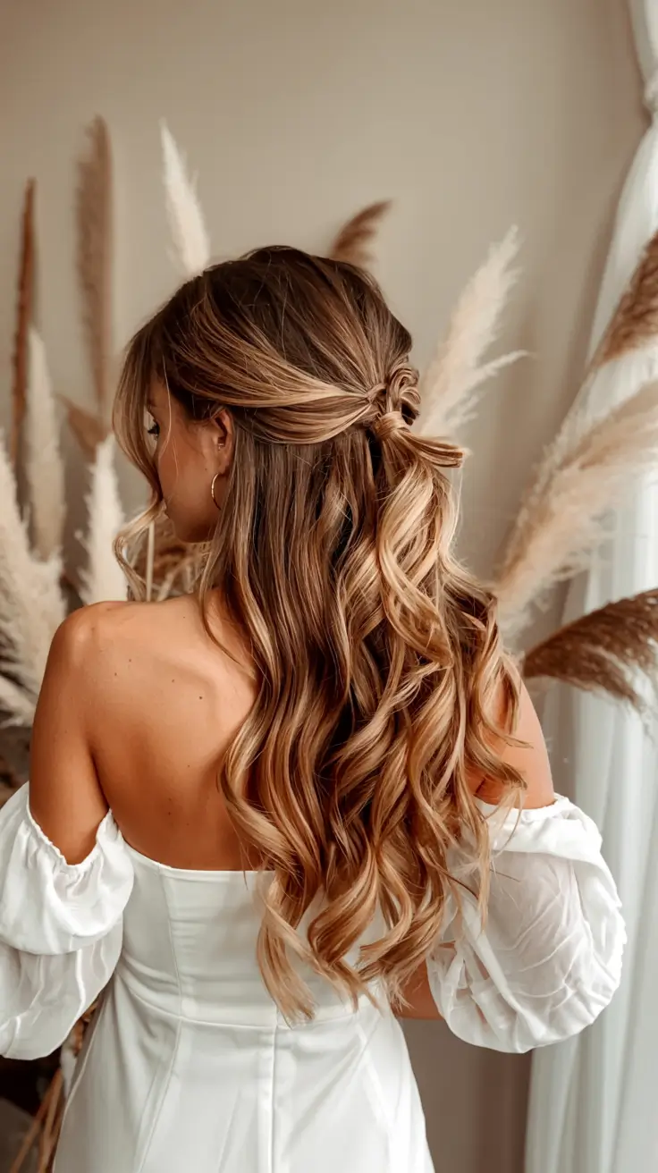 christmas hairstyles for long hair Cinnamon Swirl Half-Up