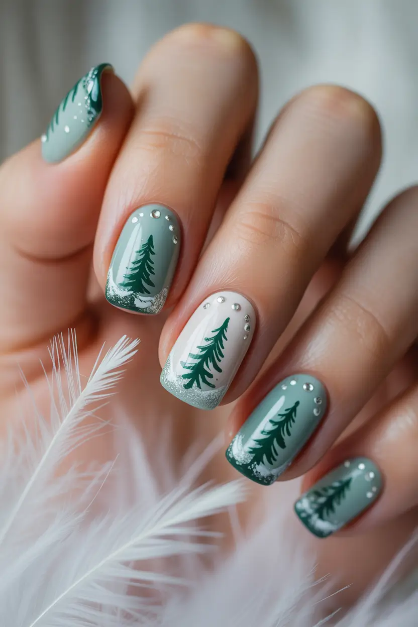 christmas nail art designs Evergreen French Magic