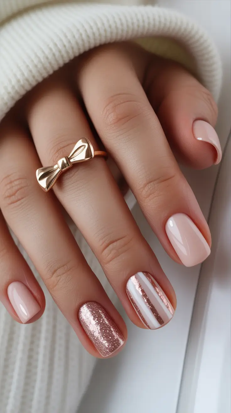 christmas nail art designs Rose Gold Holiday Minimalism