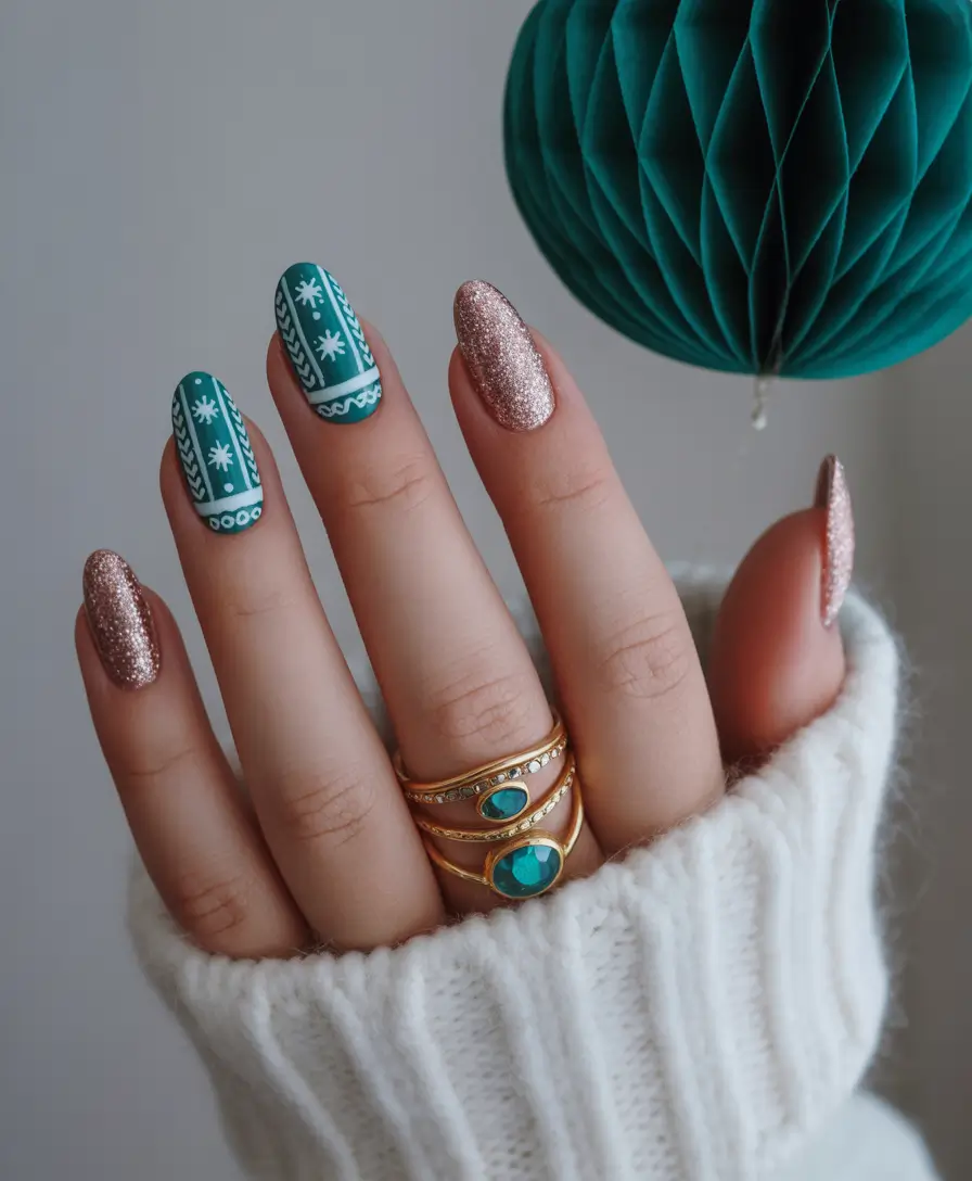 christmas nail art designs nordic green harmony