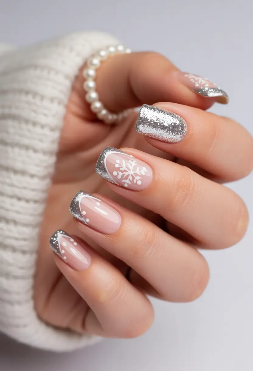 christmas nail art designs xmas silver french magic