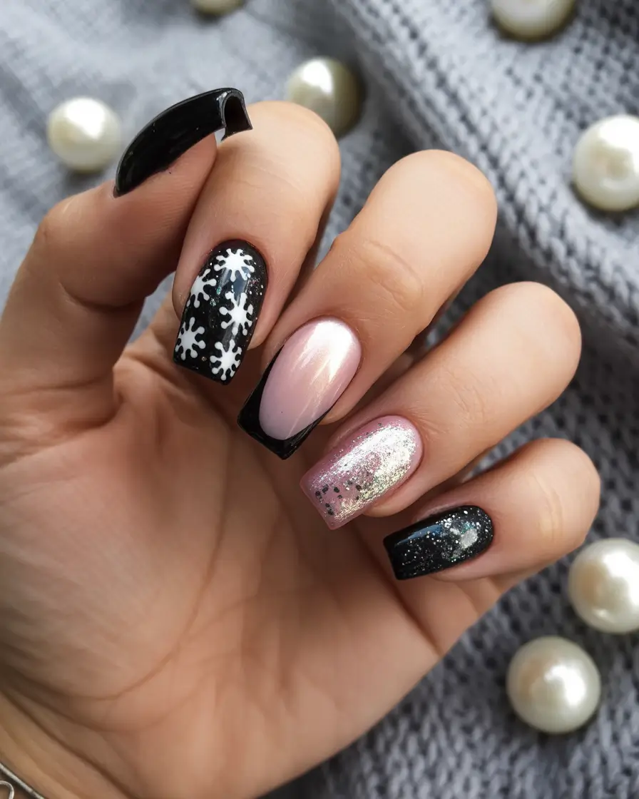christmas nail art designs Frosted Glamour & Glitter