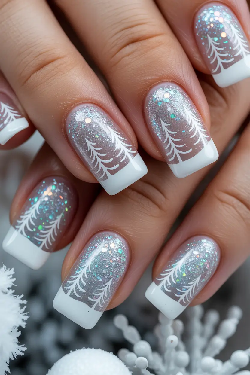 christmas nail art designs winter white glow