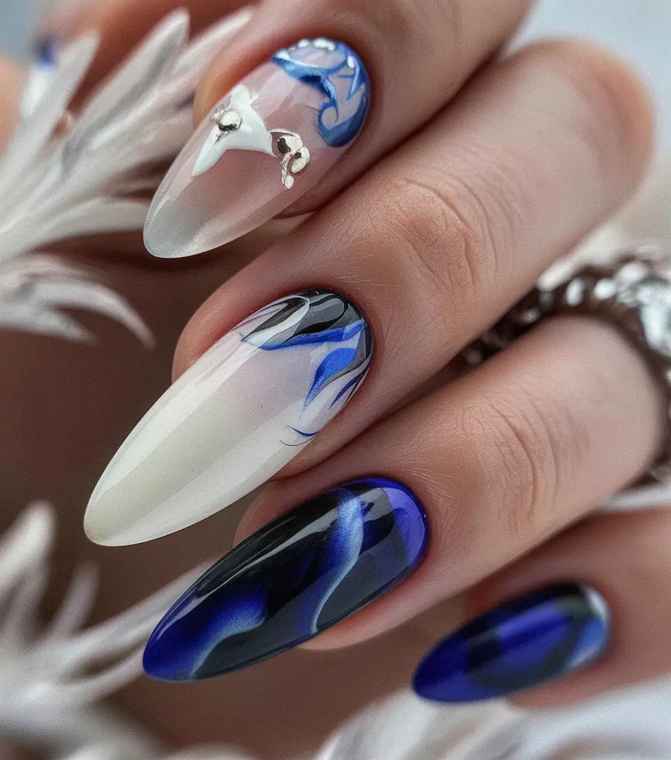 christmas nail art designs Blue Flame Fantasy
