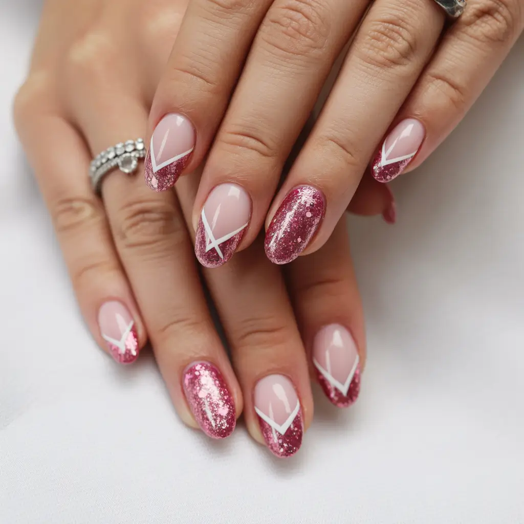 christmas nail colors 2025 Rose Gold Snowfall