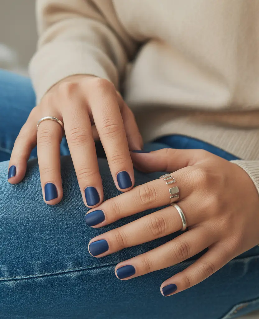 christmas nail colors 2025 Midnight Matte Blue