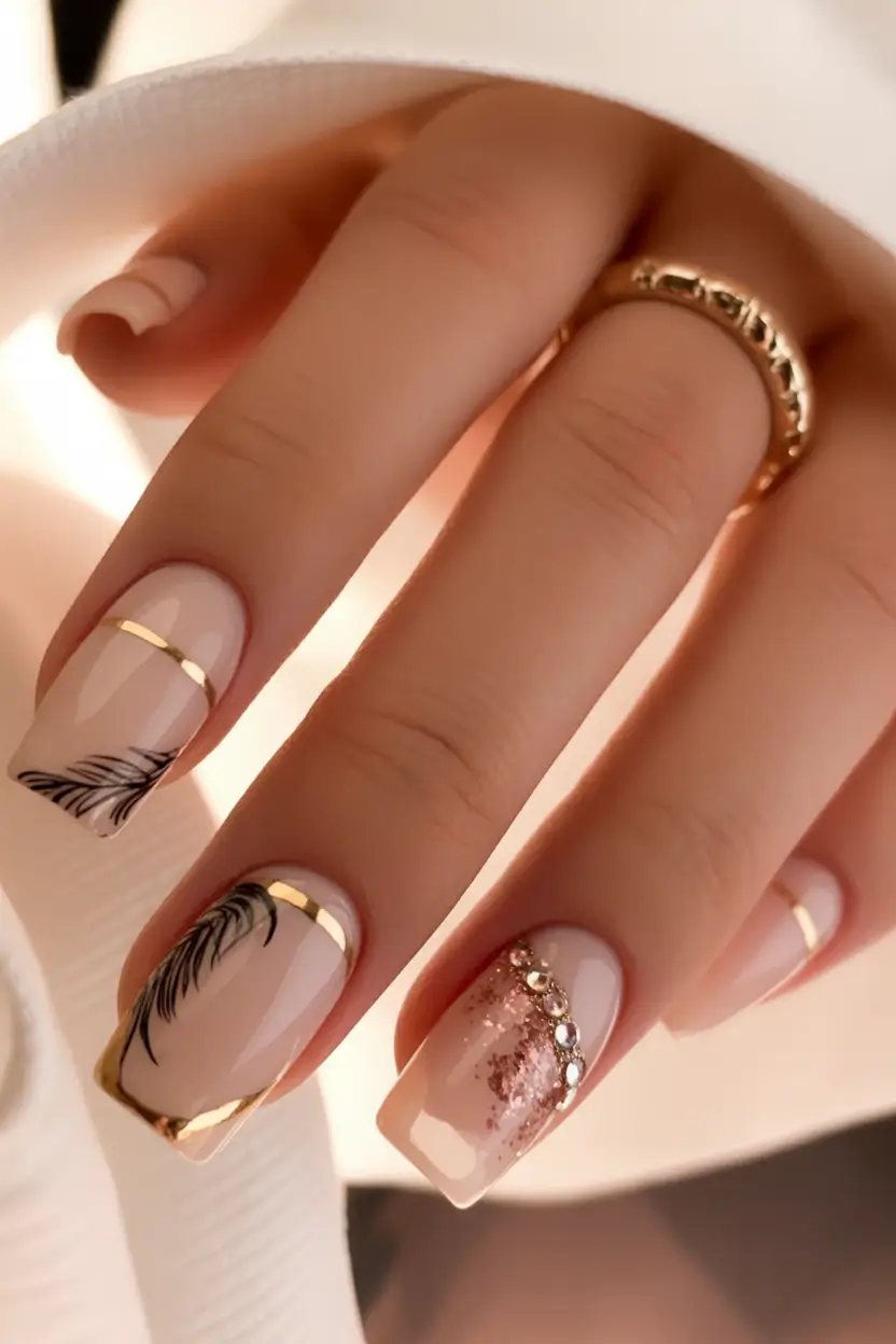 christmas nail colors 2025 Golden French Whisper