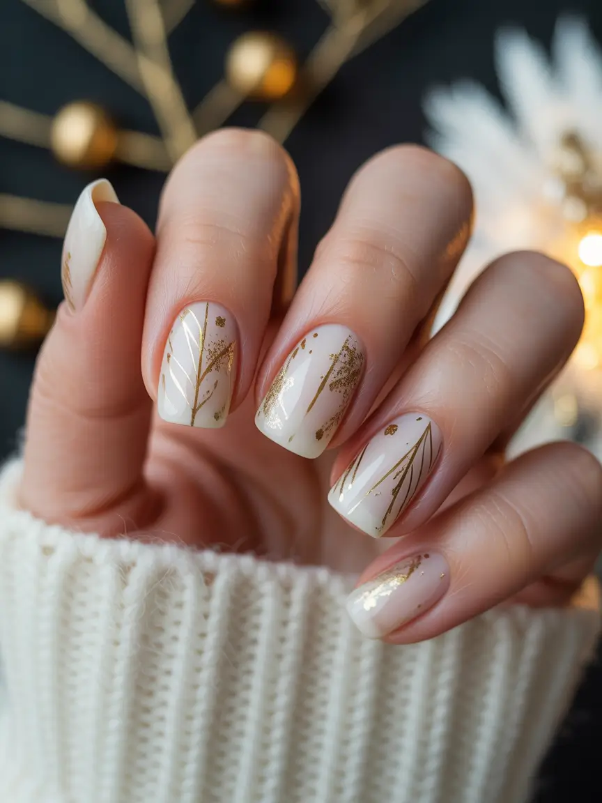 christmas nail colors 2025 Golden Whispers
