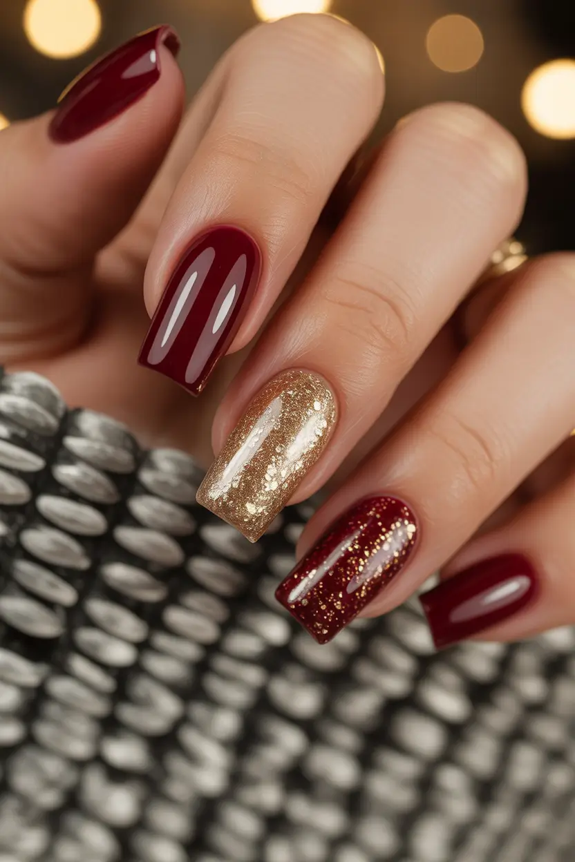 christmas nail colors 2025 Gilded Wine