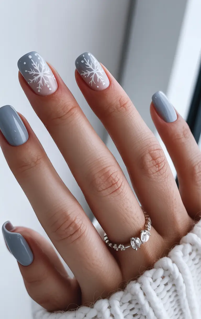 christmas nail colors 2025 Snowflake Serenity